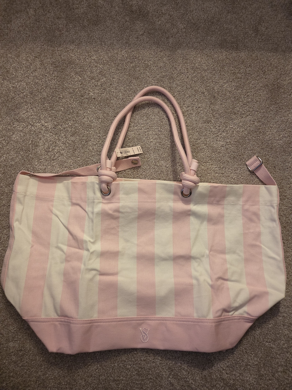 Victoria's Secret Striped Pink & White Tote Bag